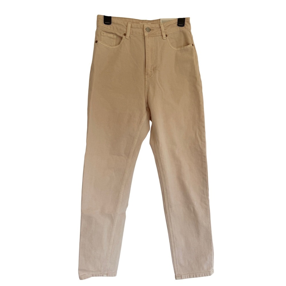 HM High Waist Mom Jeans Tan Beige Ankle Length Comfort Stretch Size 6 NEW